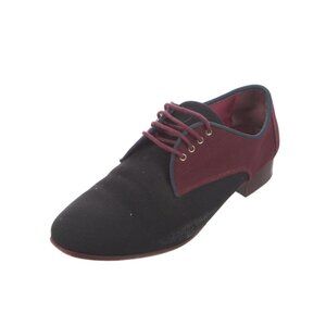 Chanel Burgundy Navy Blue 2017 Interlocking CC Logo Oxfords 38.5